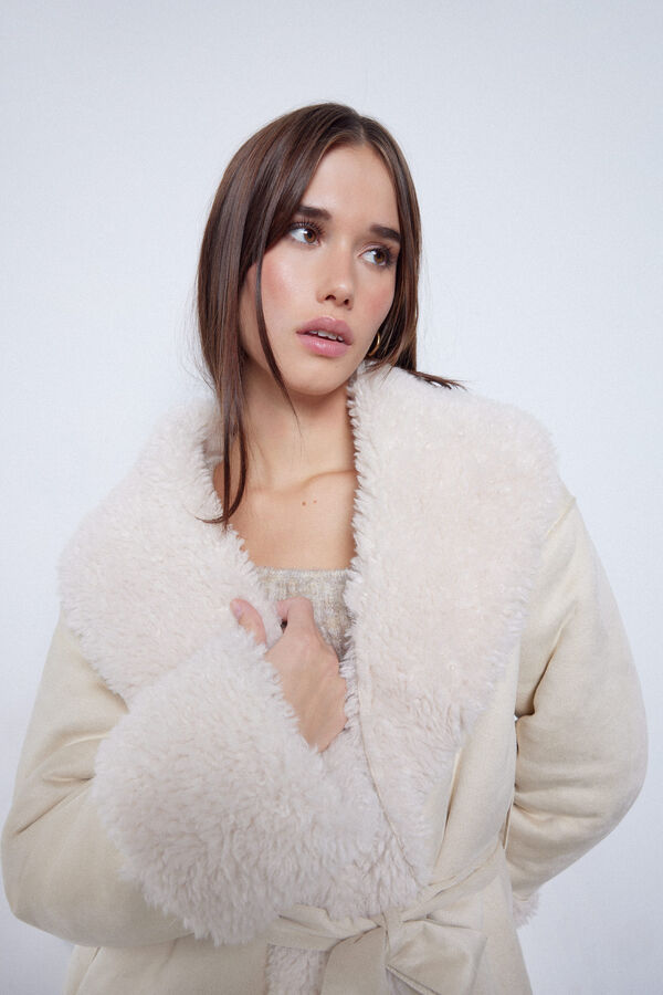 Slowlove Abrigo doble faz efecto pelo Marfil