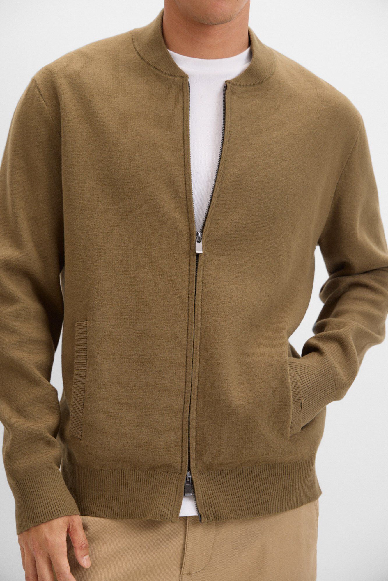 Cortefiel C&aacute;rdigan punto algod&oacute;n bomber cierre cremallera