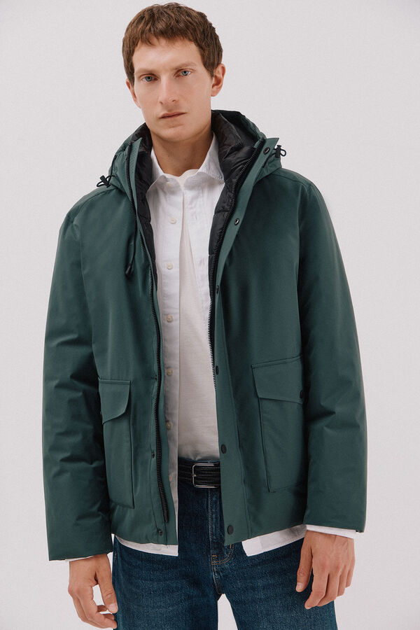 Cortefiel Parka con capucha Verde oscuro
