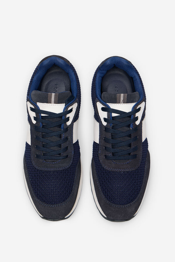 Cortefiel Zapatilla piel tela Azul marino