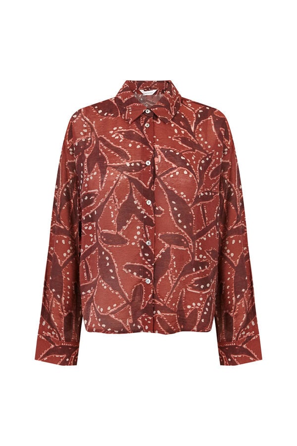 Cortefiel Camisa estampada Castanho