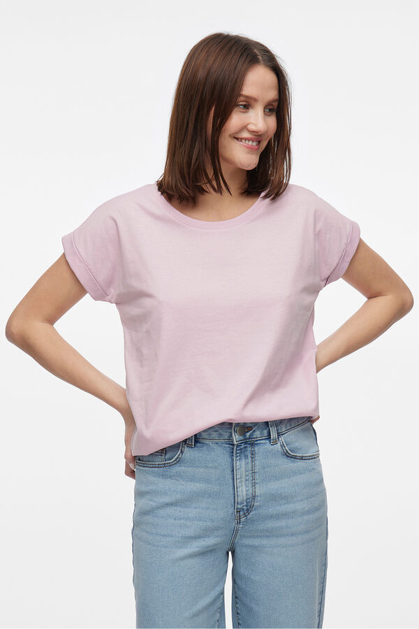 Vila T-shirt manga curta em algod&atilde;o org&acirc;nico Roxo