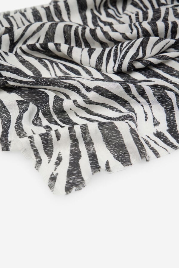 Cortefiel Fular con estampado de cebra Estampado blanco