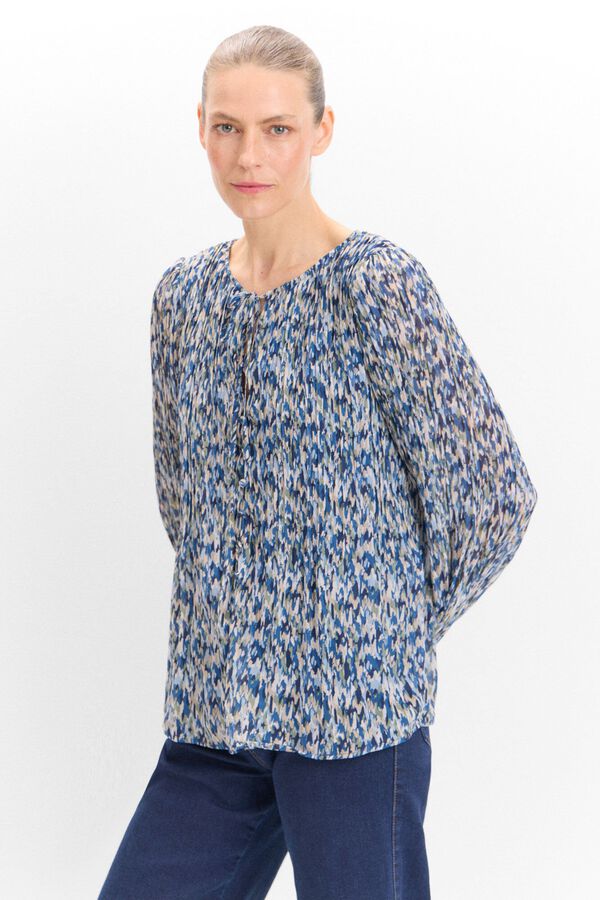 Cortefiel Blusa plisada estampada Estampado azul