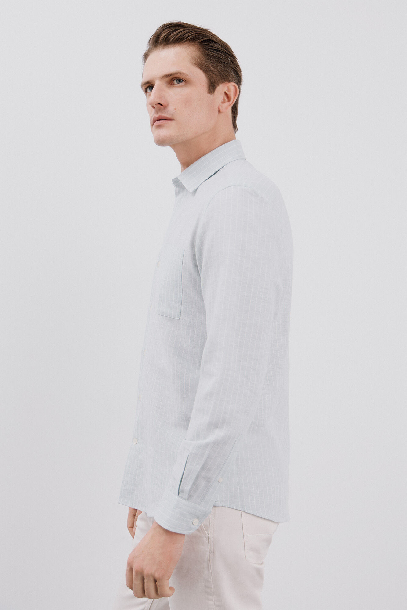 Cortefiel Camisa lino algod&oacute;n rayas