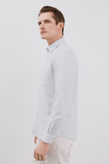 Cortefiel Camisa lino algodón rayas Azul