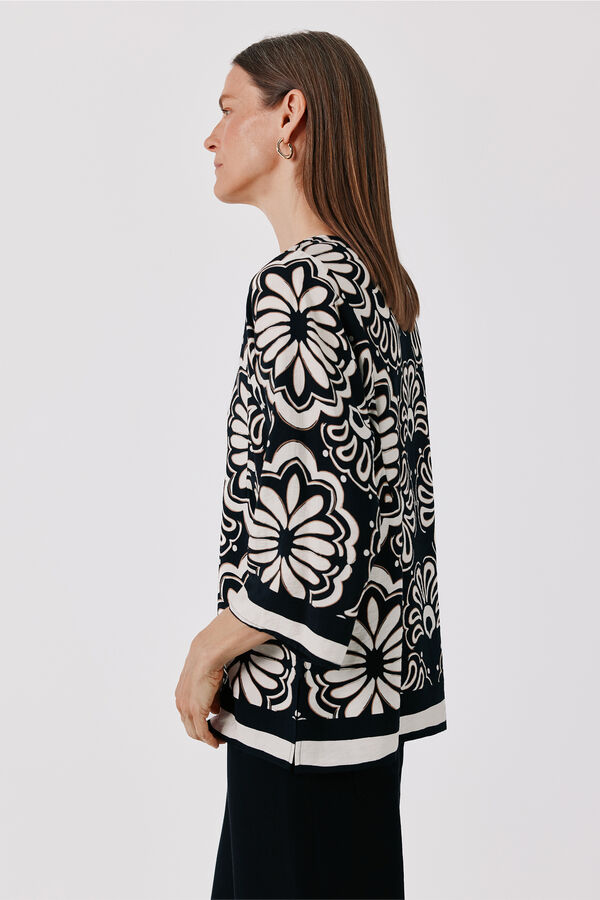 Cortefiel Blusa estampada t&uacute;nica amplia Estampado gris