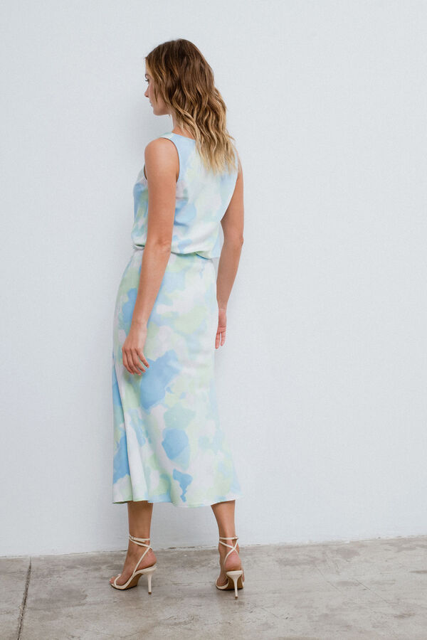 Vila Top decote cascata em cetim com viscose Verde