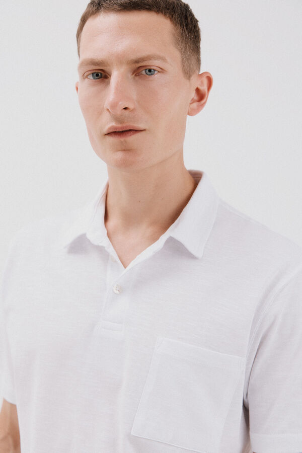 Cortefiel Polo liso slub Blanco