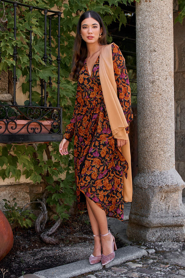 Pol&iacute;n Et Moi Vestido com flores capalila Preto