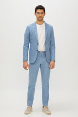 Cortefiel Pantalón traje algodón lino slim fit Azul