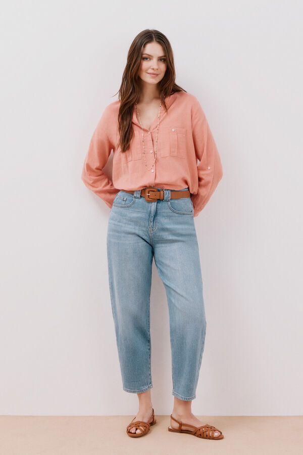 Cortefiel Camisa de linho Vermelho