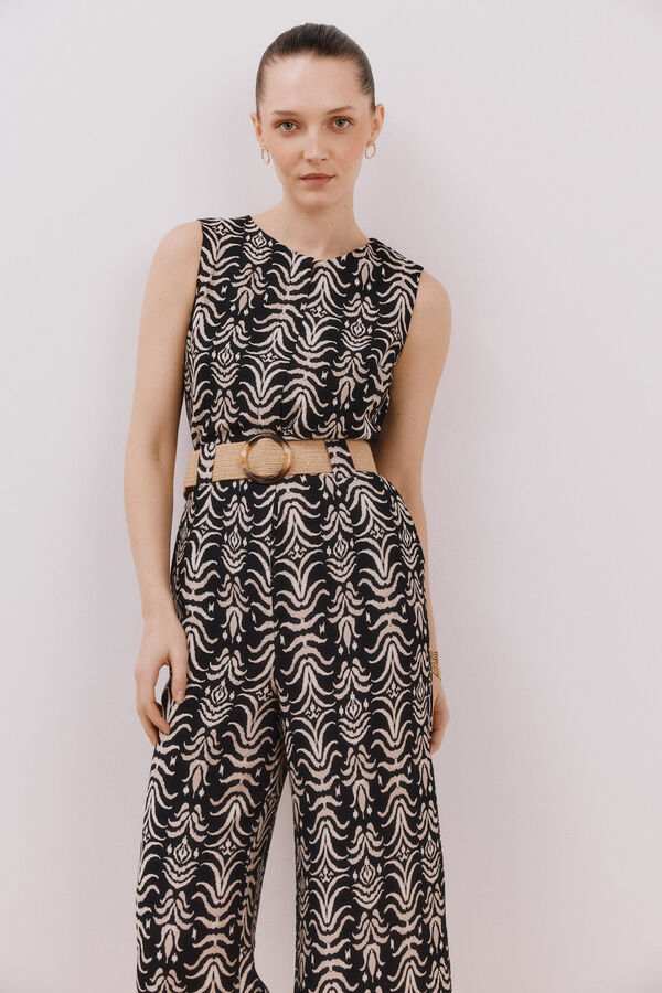 Cortefiel Mono con cinturón a contraste Estampado gris