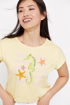 Cortefiel Camiseta estampada motivo marino Amarillo