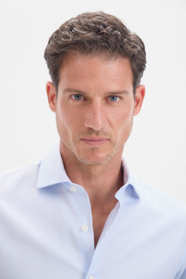 Cortefiel Camisa social com punho duplo Azul