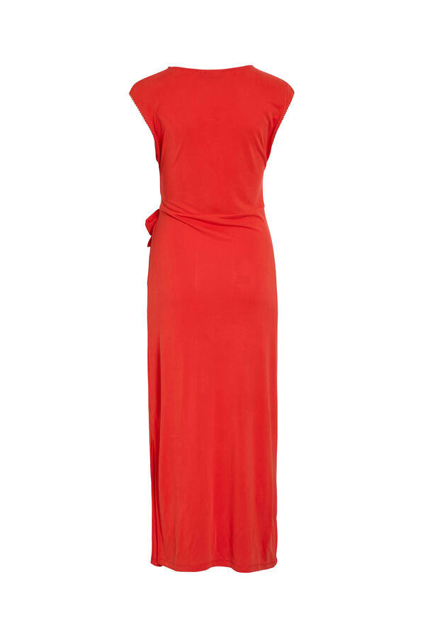 Vila Vestido midi com modal Vermelho