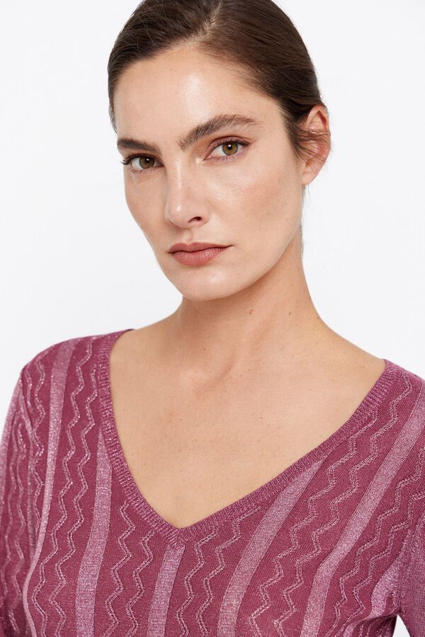 Cortefiel Jersey hilo metalizado Rosa