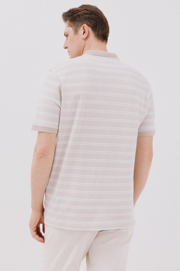Cortefiel Polo oxford de rayas Beige