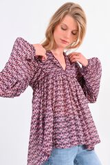 Molly Bracken Blusa de mulher de manga comprida com estampado  Multicolorido
