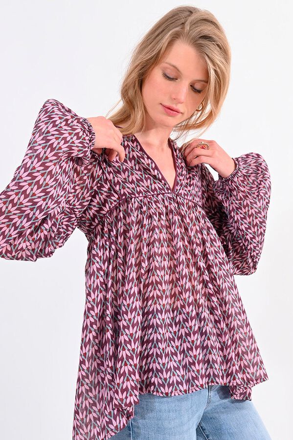 Molly Bracken Blusa de mulher de manga comprida com estampado  Multicolorido