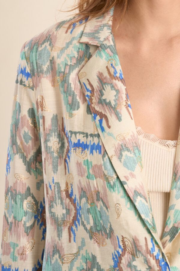 Molly Bracken Blazer de mujer de manga larga con estampado Kaki