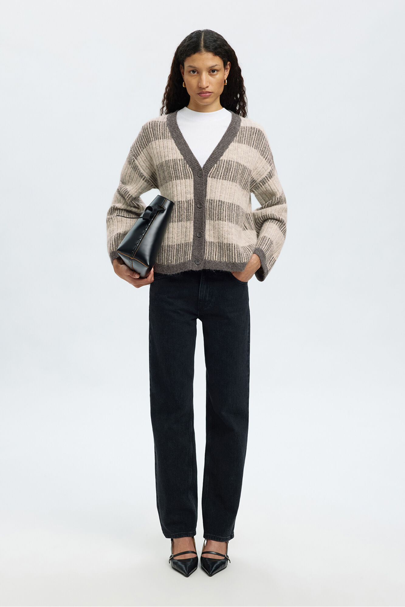 Selected C&aacute;rdigan cuello en pico alpaca y lana