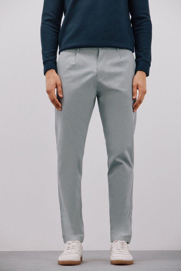 Cortefiel Calças calças chino afuniladas com pinças Azul