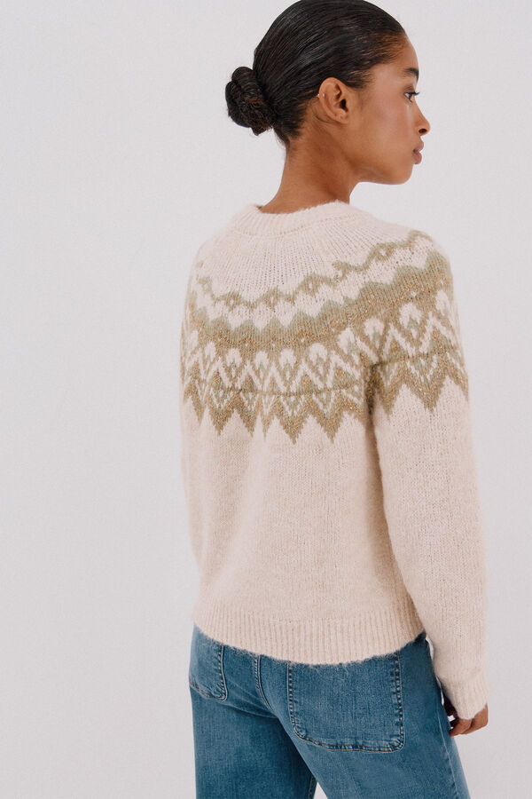 Cortefiel Su&eacute;ter jacquard Fair Isle Ecru