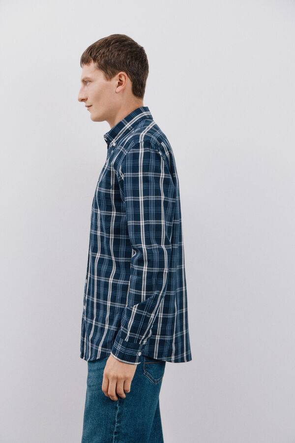 Cortefiel Camisa popelina xadrez Azul