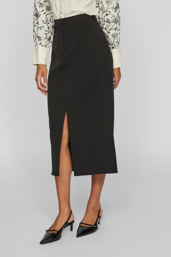 Vila Falda midi con apertura delantera Negro