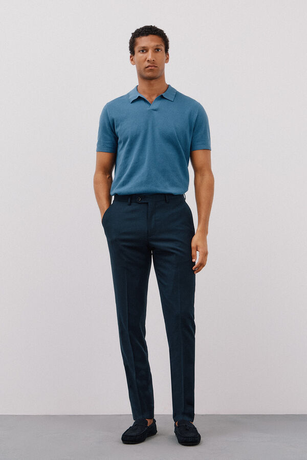 Cortefiel Jersey polo manga corta algod&oacute;n estructura Azul