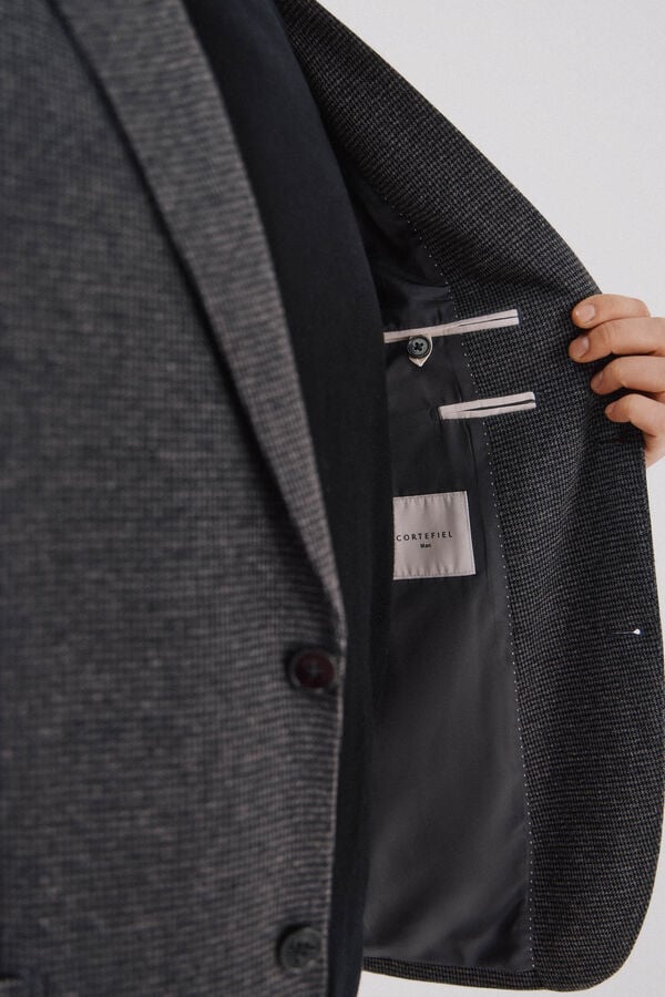 Cortefiel Blazer de malha pied-de-poule Cinzento