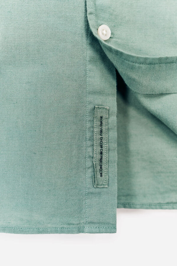 OOTO Camisa algodón lino manga larga Verde