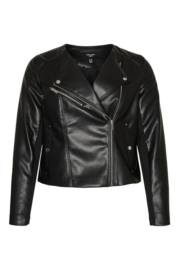 Vero Moda Curve Blus&atilde;o com efeito de pele Curve Preto