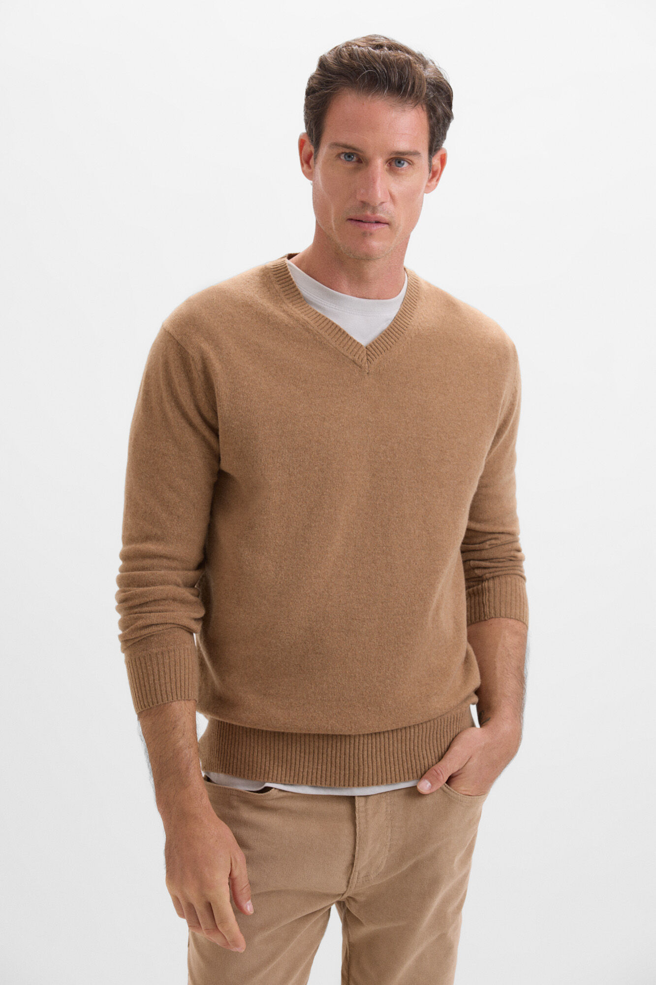 Cortefiel Camisola l&atilde; lambswool gola em bico