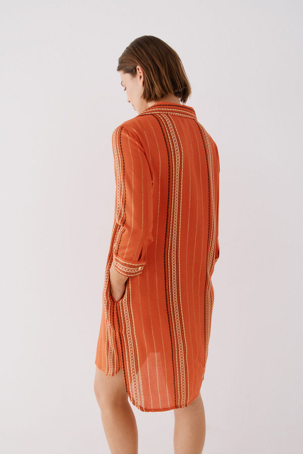 Cortefiel Gola camiseira t&uacute;nica caftan Vermelho