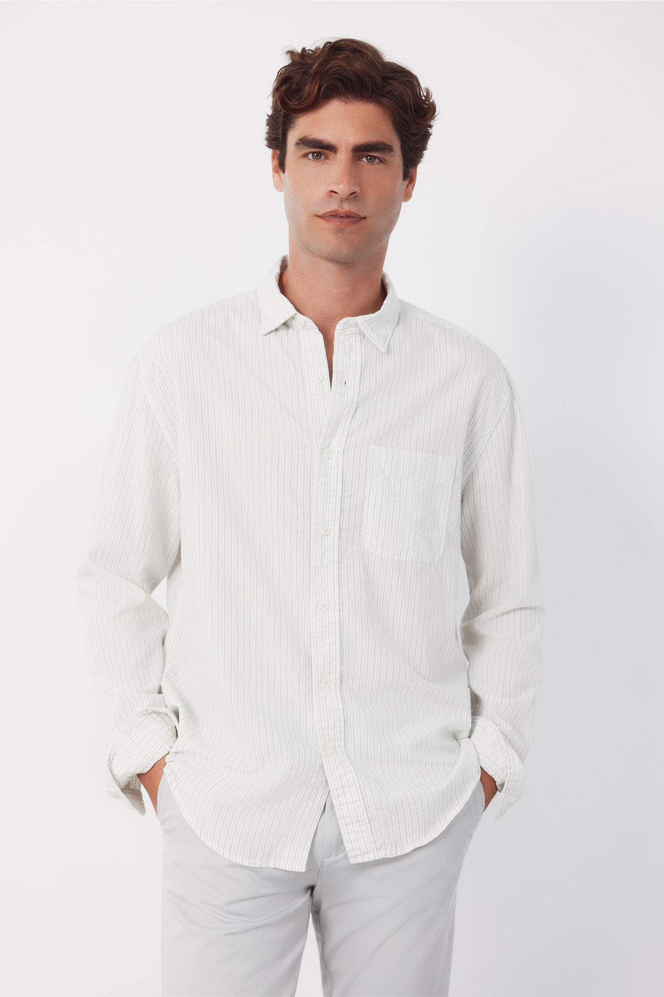 Cortefiel Camisa seersucker &agrave;s riscas