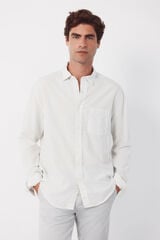 Cortefiel Camisa seersucker &agrave;s riscas Ecru