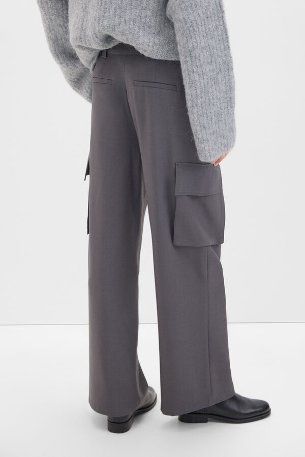 Cortefiel Calça alfaiate cargo Cinzento