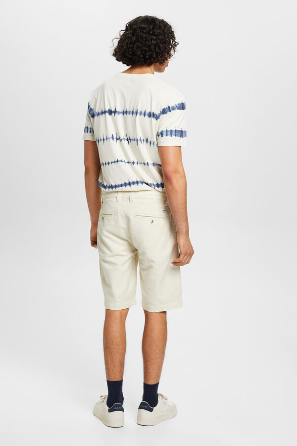 Esprit Bermuda lisa regular fit con lino Marfil