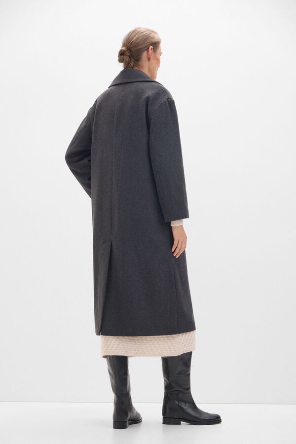 Cortefiel Abrigo largo pa&ntilde;o Gris oscuro