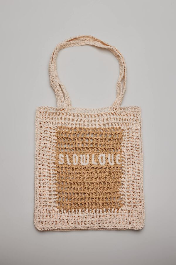 Slowlove Bolso bandolera de rafia Arena