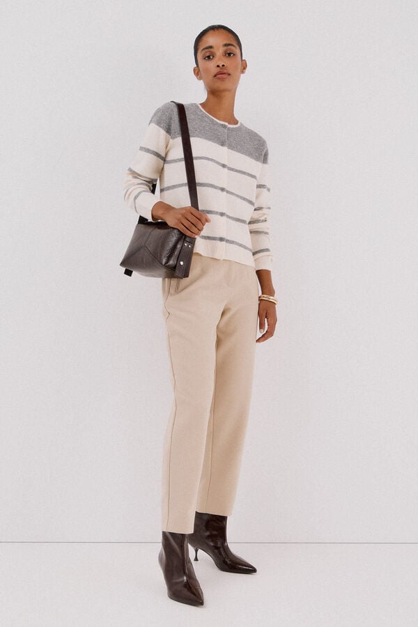 Cortefiel Pantal&oacute;n cremalleras Beige