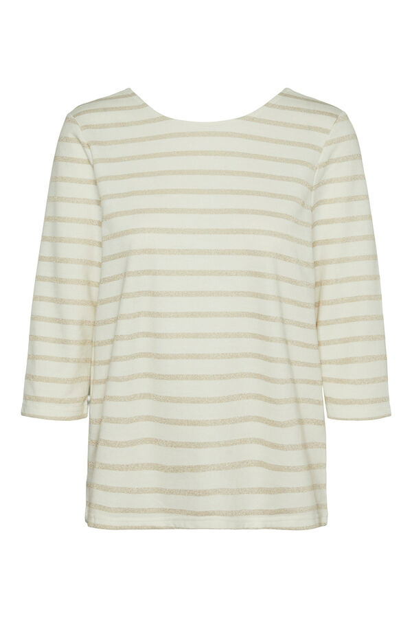 Vero Moda Top de algod&atilde;o com manga 3/4 e gola redonda  Cinzento