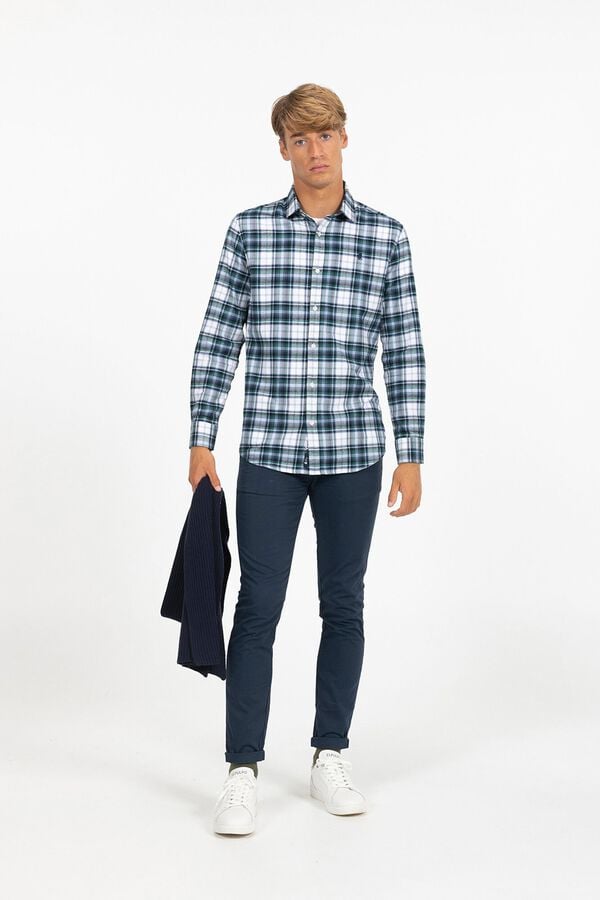 elPulpo Camisa xadrez Danúbio Viyela  Azul