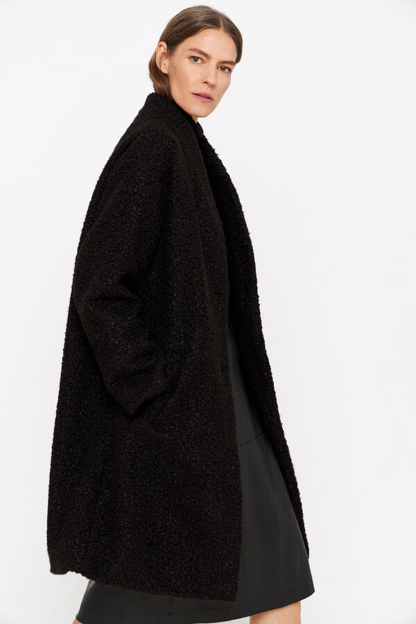 Cortefiel Abrigo boucle suave Negro