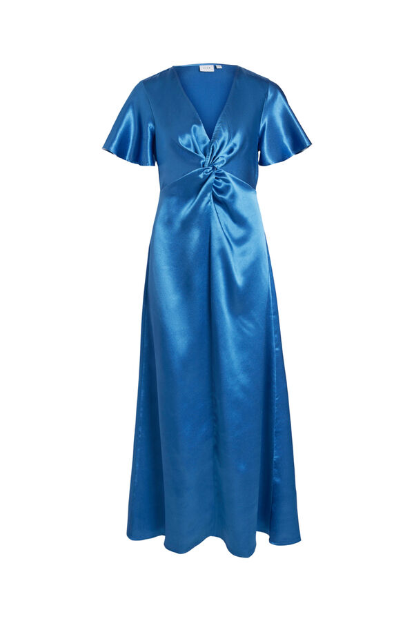 Cortefiel Vestido acetinado de manga curta  Azul