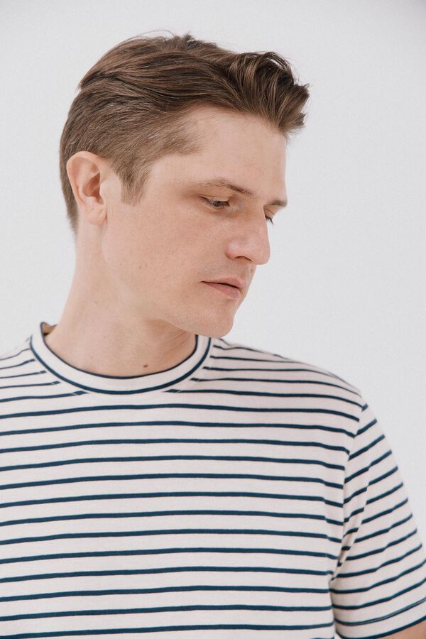 Cortefiel Camiseta rayas slub Marfil