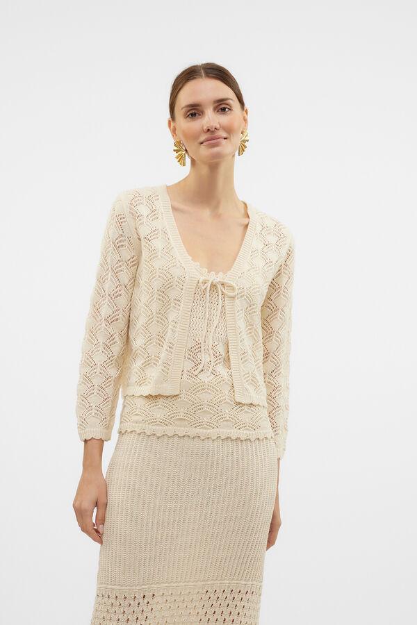 Vero Moda C&aacute;rdigan de punto calado Gris