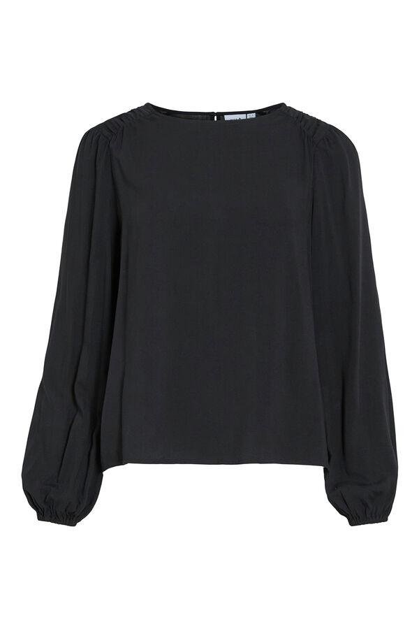 Vila Blusa manga comprida abalonada Preto